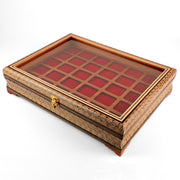 Ring Box - 30 Slots - Size 40×30 - Khatam Design with Velvet Foam - Meraas Gallery