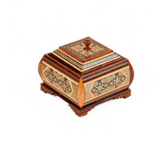 Jewelry Box – Size 10×12 – Full Khatam with Wire Inlay and Dome Shape – Inside Khatam - Meraas Gallery