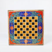 Backgammon & Chess Board – Size 40 – Full Khatam with Column Frame – Tazhib Miniature Painting - 02 - Meraas Gallery