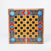 Backgammon & Chess Board – Size 40 – Full Khatam with Column Frame – Tazhib Miniature Painting - 04 - Meraas Gallery