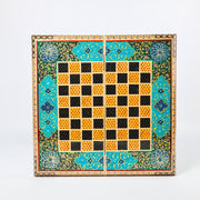Backgammon & Chess Board – Size 40 – Full Khatam with Column Frame – Tazhib Miniature Painting - 05 - Meraas Gallery