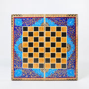 Backgammon & Chess Board – Size 40 – Full Khatam with Column Frame – Tazhib Miniature Painting - 06 - Meraas Gallery
