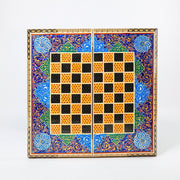 Backgammon & Chess Board – Size 40 – Full Khatam with Column Frame – Tazhib Miniature Painting - 11 - Meraas Gallery