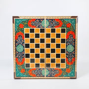 Backgammon & Chess Board – Size 40 – Full Khatam with Column Frame – Tazhib Miniature Painting - 12 - Meraas Gallery