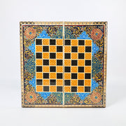 Backgammon & Chess Board – Size 40 – Full Khatam with Column Frame – Tazhib Miniature Painting - 13 - Meraas Gallery