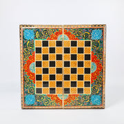 Backgammon & Chess Board – Size 40 – Full Khatam with Column Frame – Tazhib Miniature Painting - 14 - Meraas Gallery