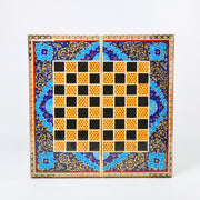 Backgammon & Chess Board – Size 40 – Full Khatam with Column Frame – Tazhib Miniature Painting - 19 - Meraas Gallery