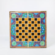 Backgammon & Chess Board – Size 40 – Full Khatam with Column Frame – Tazhib Miniature Painting - 20 - Meraas Gallery