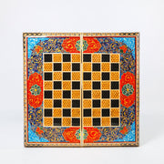 Backgammon & Chess Board – Size 40 – Full Khatam with Column Frame – Tazhib Miniature Painting - 22 - Meraas Gallery