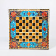 Backgammon & Chess Board – Size 40 – Full Khatam with Column Frame – Tazhib Miniature Painting - 25 - Meraas Gallery