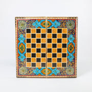 Backgammon & Chess Board – Size 40 – Full Khatam with Column Frame – Tazhib Miniature Painting - 26 - Meraas Gallery
