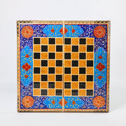 Backgammon & Chess Board – Size 40 – Full Khatam with Column Frame – Tazhib Miniature Painting - 28 - Meraas Gallery