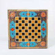 Backgammon & Chess Board – Size 40 – Full Khatam with Column Frame – Tazhib Miniature Painting - 31 - Meraas Gallery