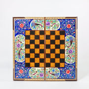 Backgammon & Chess Board – Size 40 – Full Khatam with Column Frame – Tazhib Miniature Painting - 35 - Meraas Gallery
