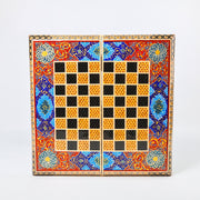Backgammon & Chess Board – Size 40 – Full Khatam with Column Frame – Tazhib Miniature Painting - 37 - Meraas Gallery