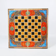 Backgammon & Chess Board – Size 40 – Full Khatam with Column Frame – Tazhib Miniature Painting - 38 - Meraas Gallery