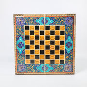 Backgammon & Chess Board – Size 40 – Full Khatam with Column Frame – Tazhib Miniature Painting - 44 - Meraas Gallery