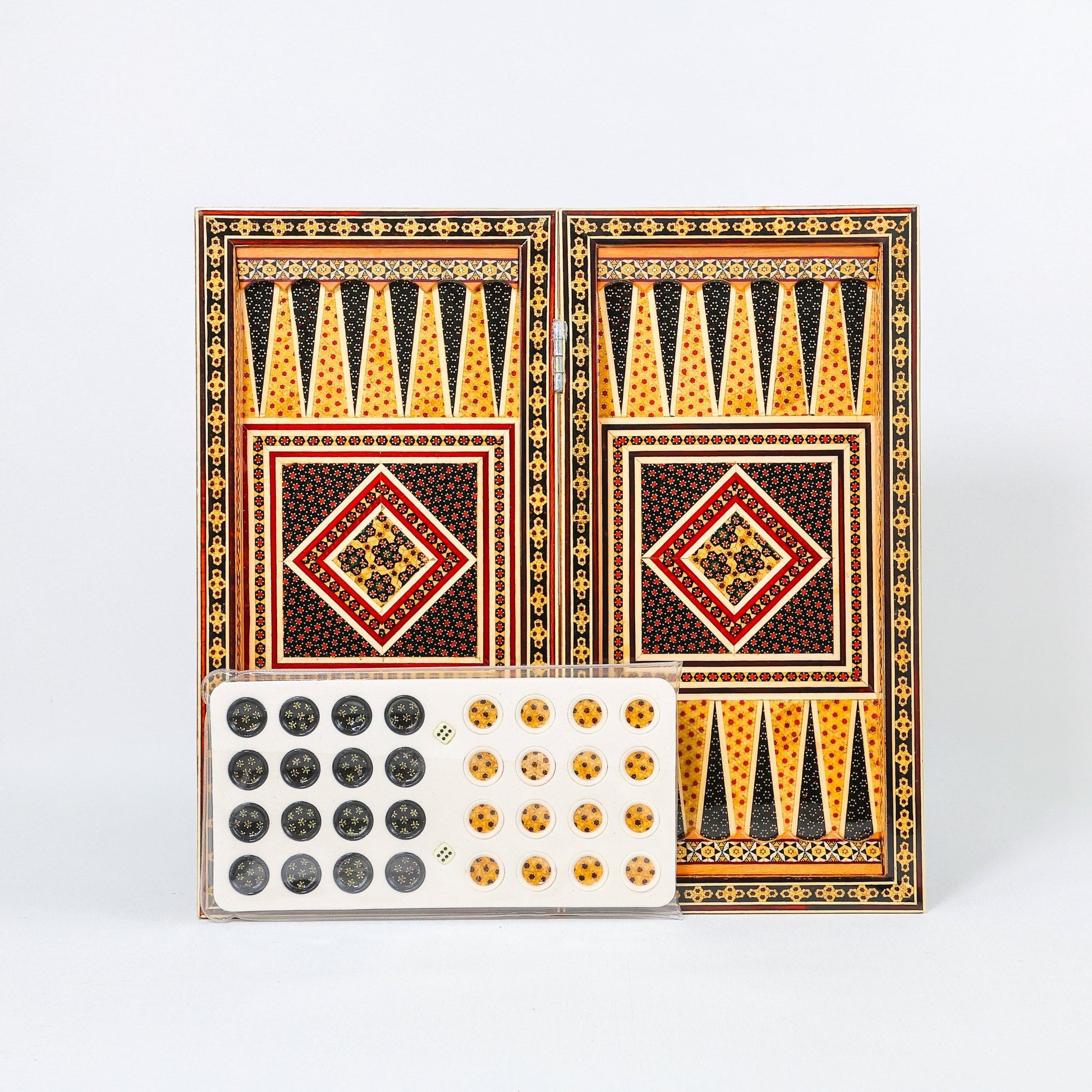 Backgammon & Chess Board – Size 40 – Column Frame – Full Khatam Design - 07 - Meraas Gallery