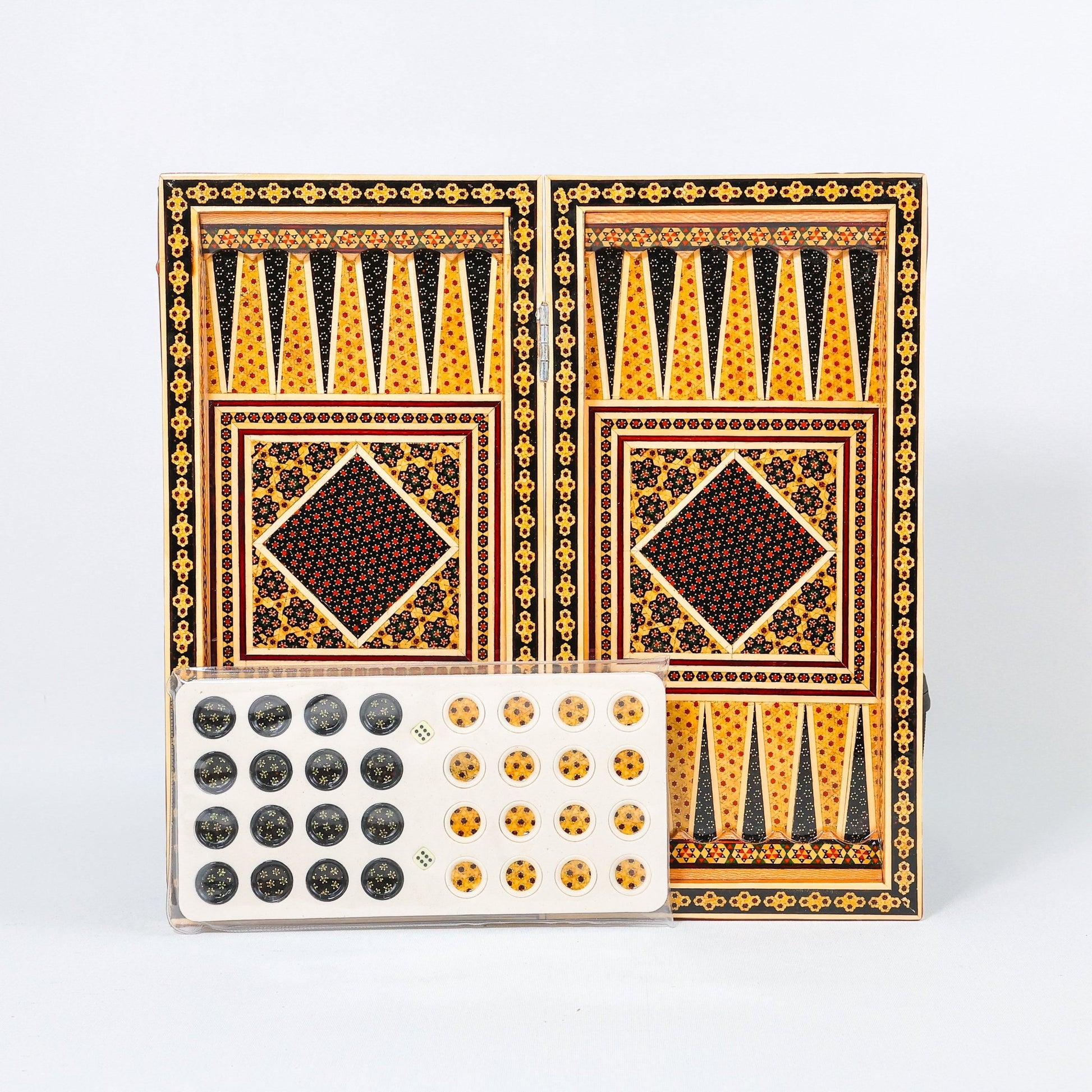 Backgammon & Chess Board – Size 40 – Column Frame – Full Khatam Design - 09 - Meraas Gallery