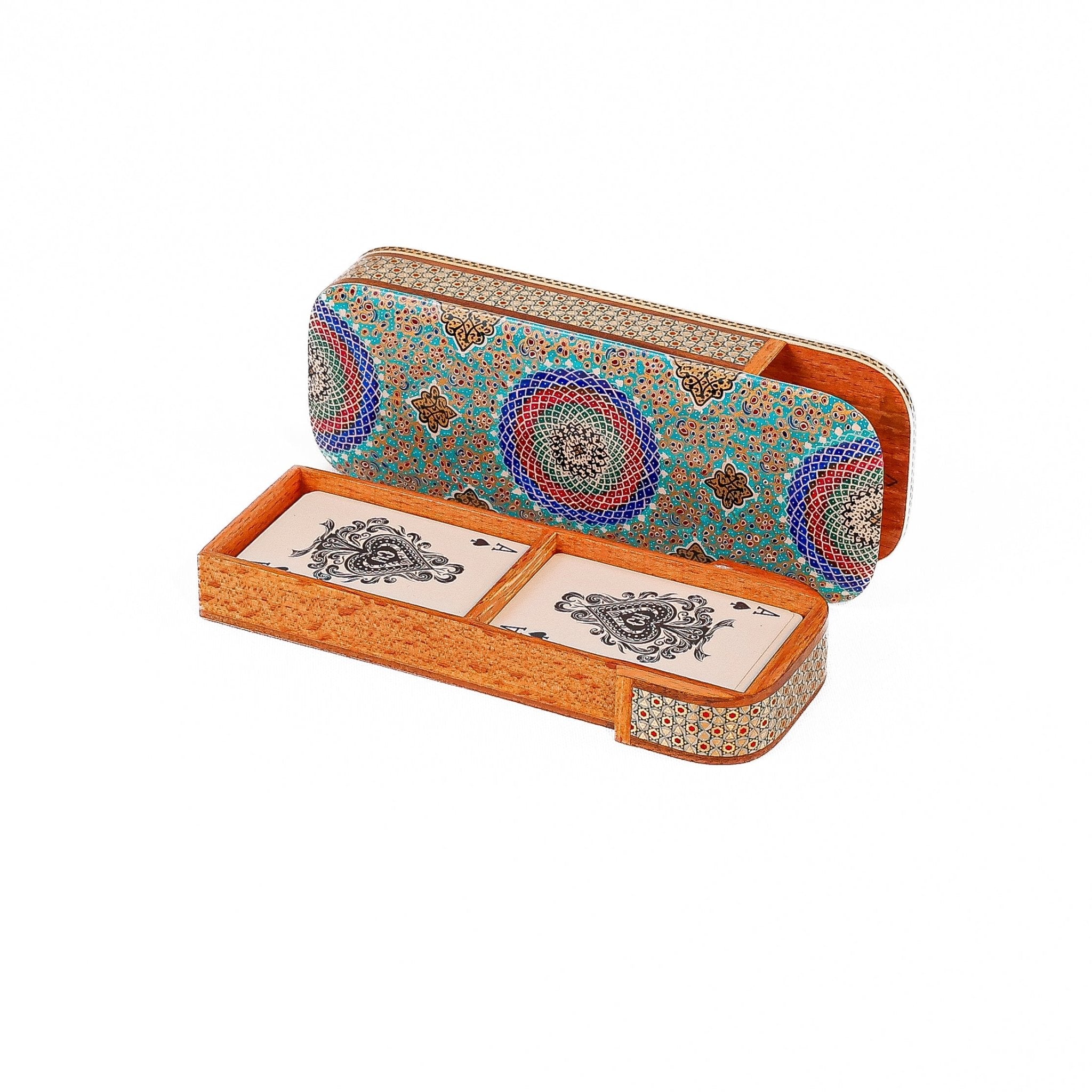 Card Holder – Double Round Edge – Glass Khatam – Inside Beechwood - Meraas Gallery