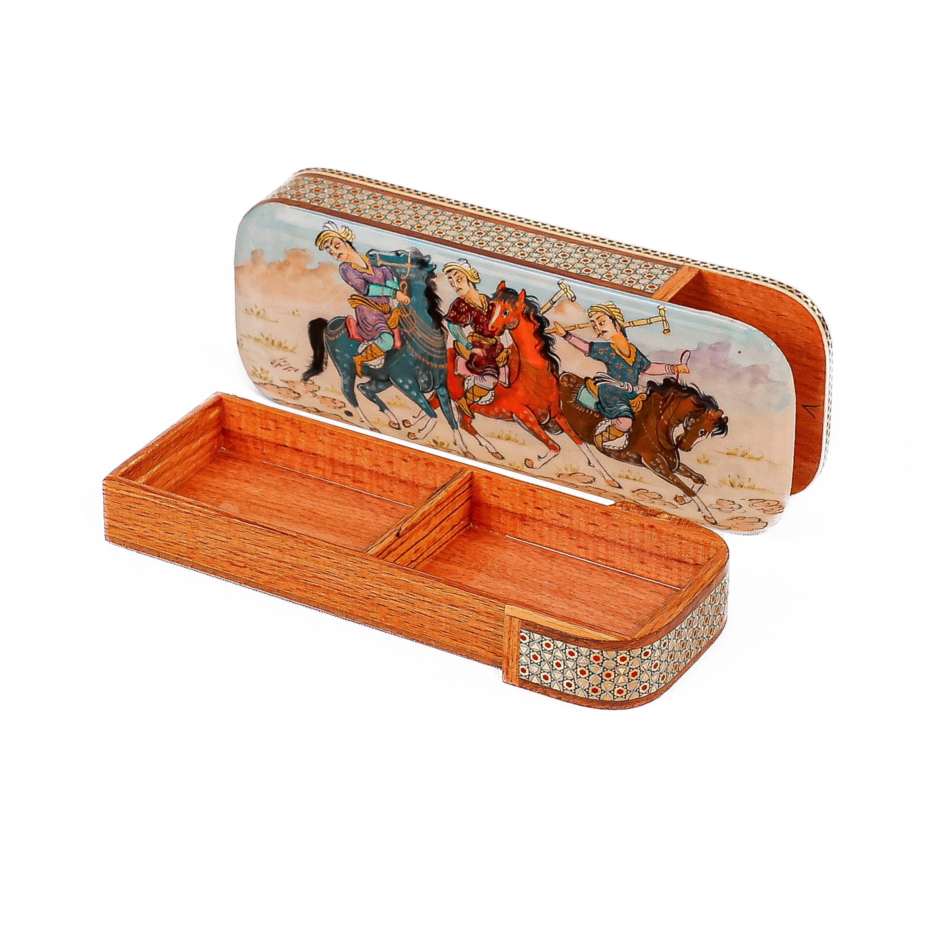 Card Holder – Double Round Edge – Glass Khatam – Inside Beechwood - Meraas Gallery