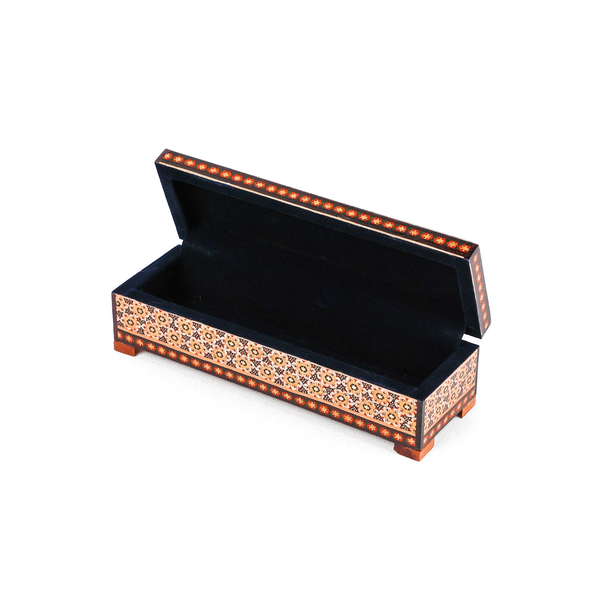 Pen Case – Size 20 – Hinged – Studded Premium – Inside Velvet – Tazhib Painting - Meraas Gallery