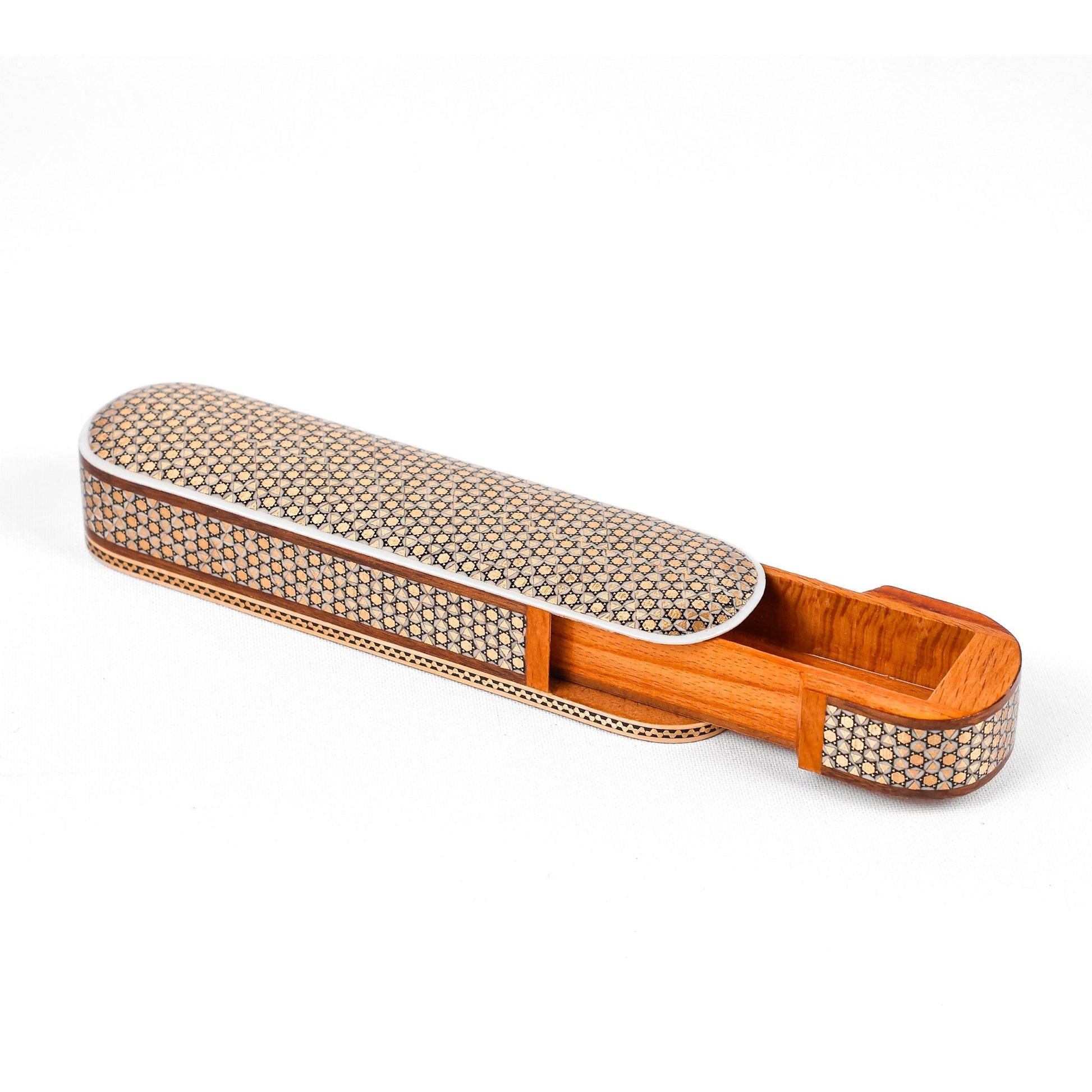 Sliding Pen Case – Full Glass Khatam – Inside Beechwood – Outer Tazhib - Meraas Gallery
