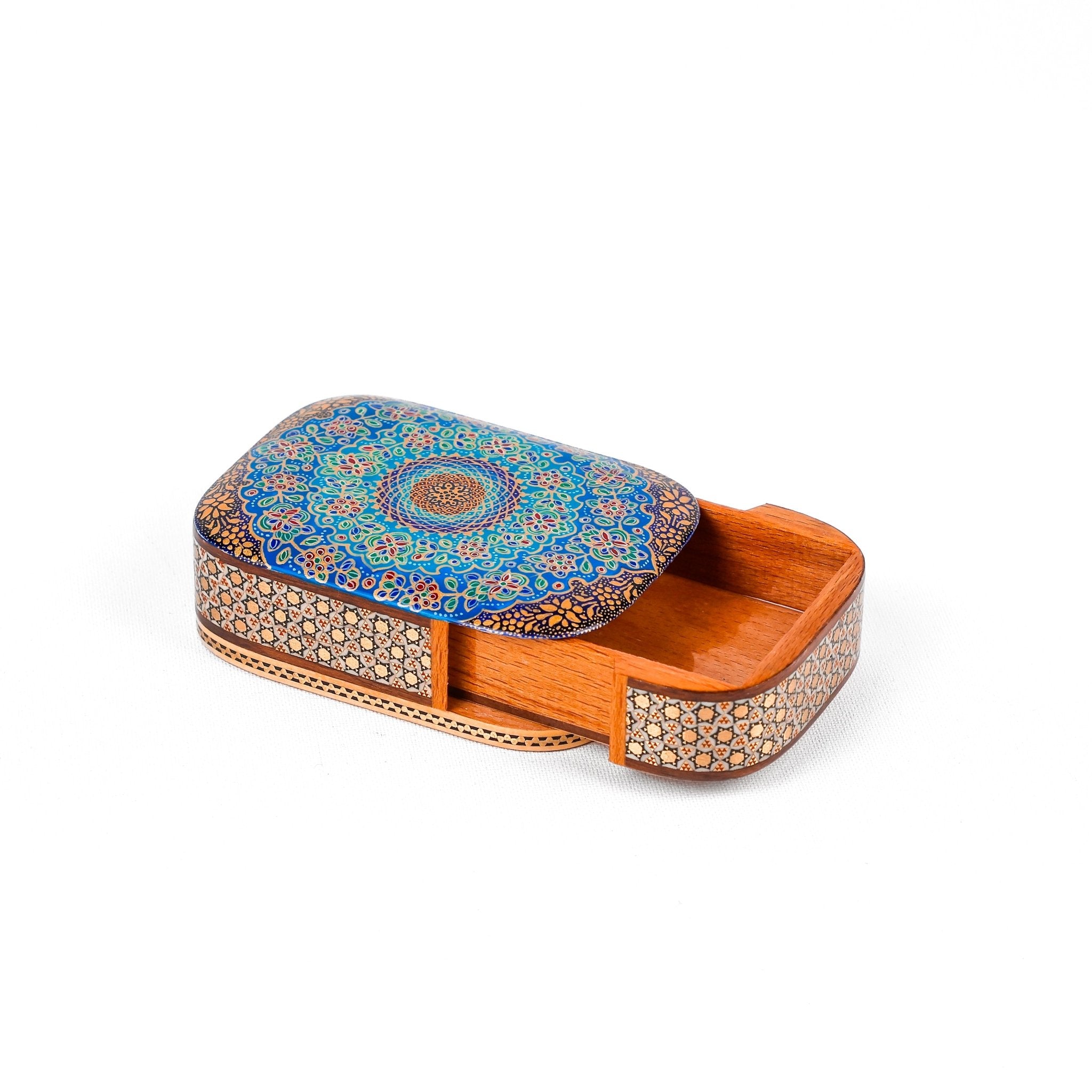 Card Holder – Double Round Edge – Glass – Inside Beechwood – Outer Tazhib - Meraas Gallery