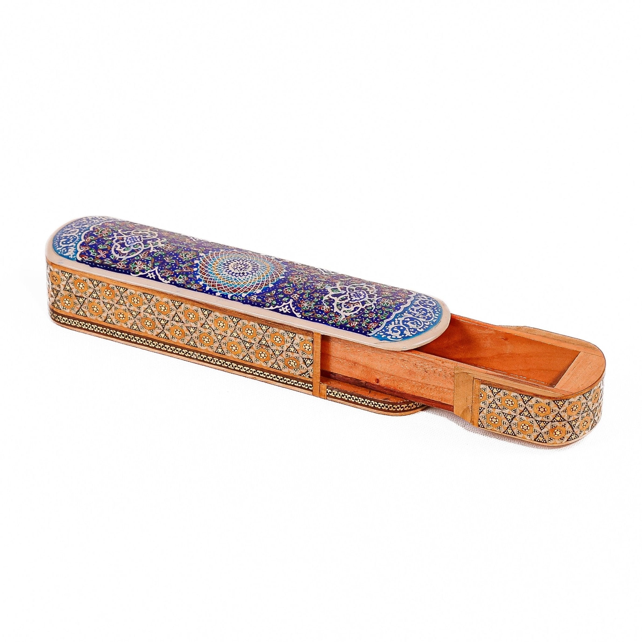 Sliding Pen Case – Inside Khatam with Miniature Painting - Meraas Gallery
