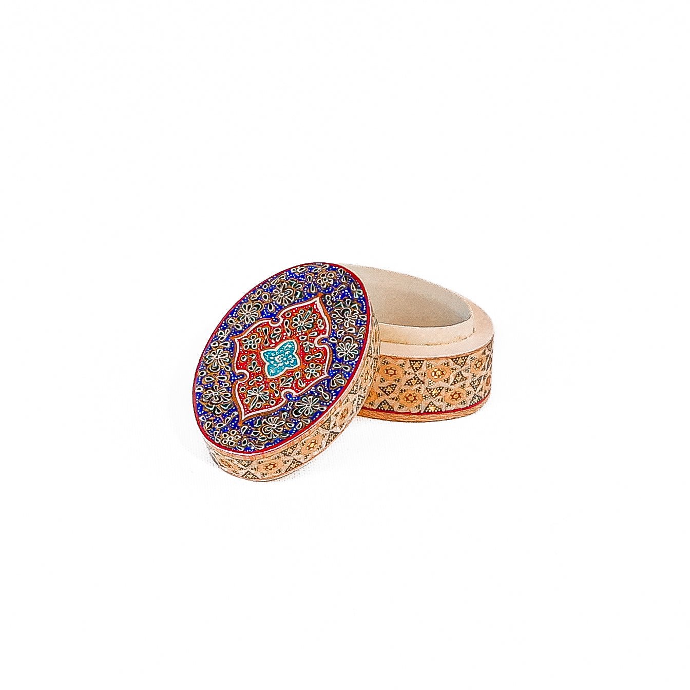 Oval Coin Box – Flower and Bird Painting - Meraas Gallery
