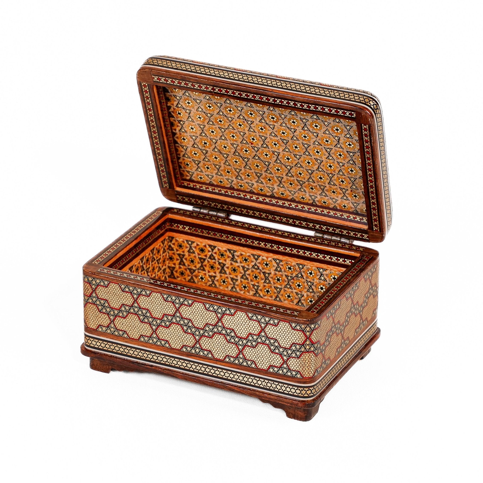Rectangular Jewelry Box – Full Khatam with Miniature Painting and Inside Khatam Design - Meraas Gallery