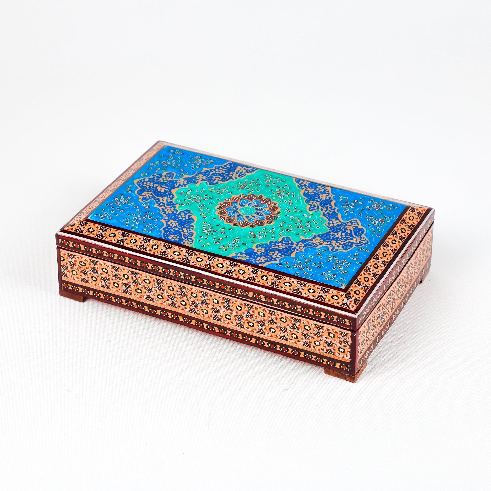 Jewelry Box – Size 14×22 – Turquoise Khatam - 01 - Meraas Gallery