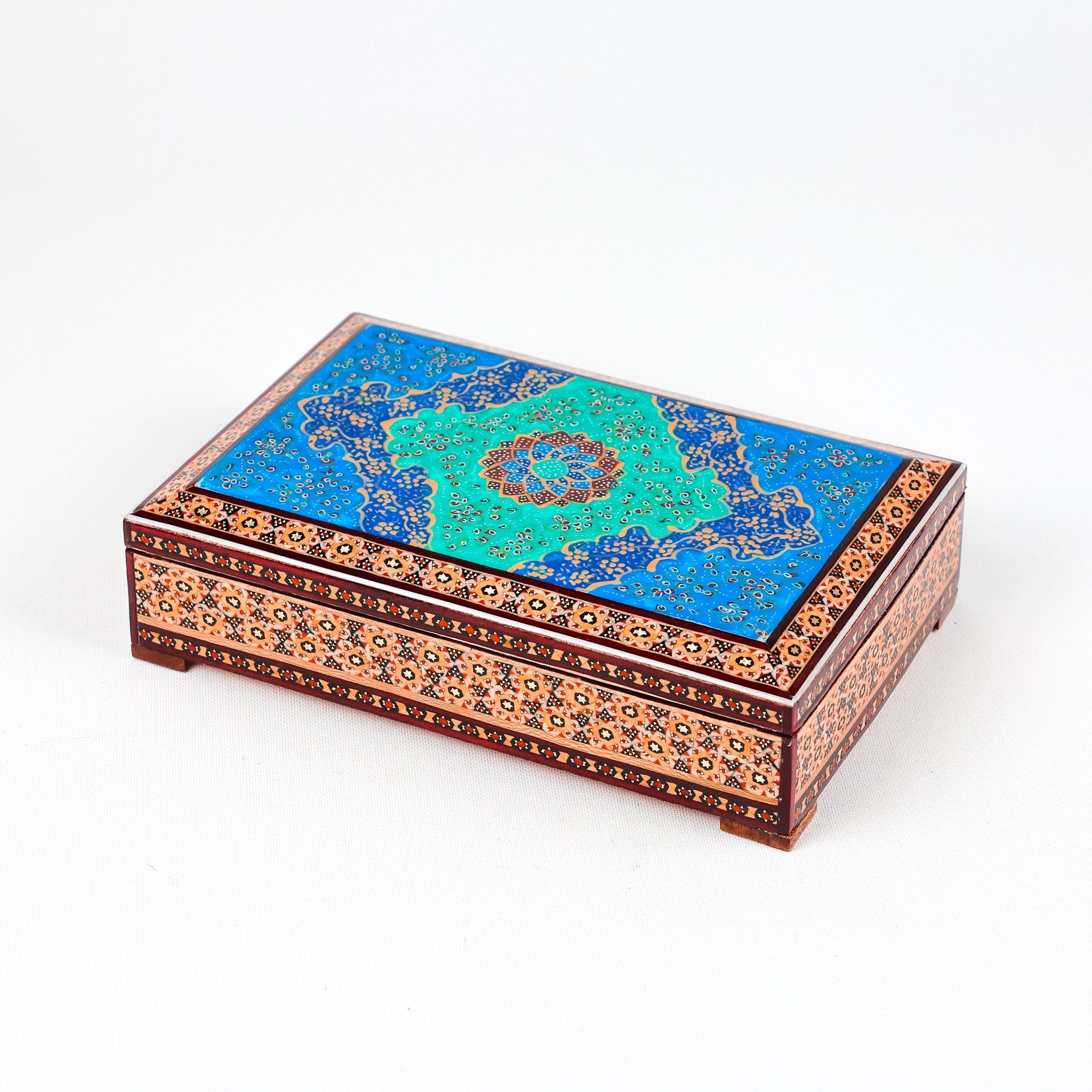 Jewelry Box – Size 14×22 – Turquoise Khatam - 01 - Meraas Gallery