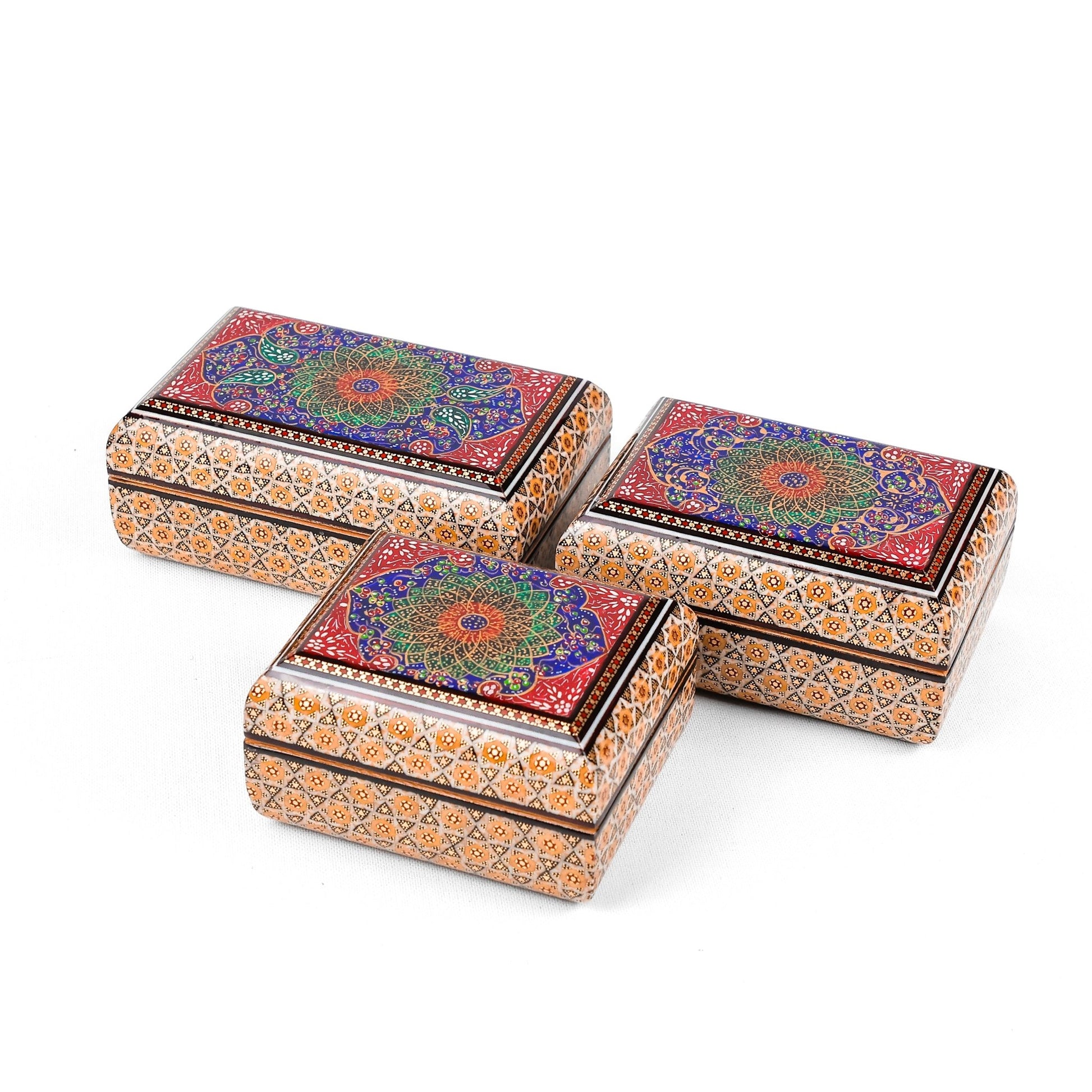 Jewelry Box – Size 10×12 – Round Top and Bottom – Parvaroo Design – Inside Khatam - Meraas Gallery