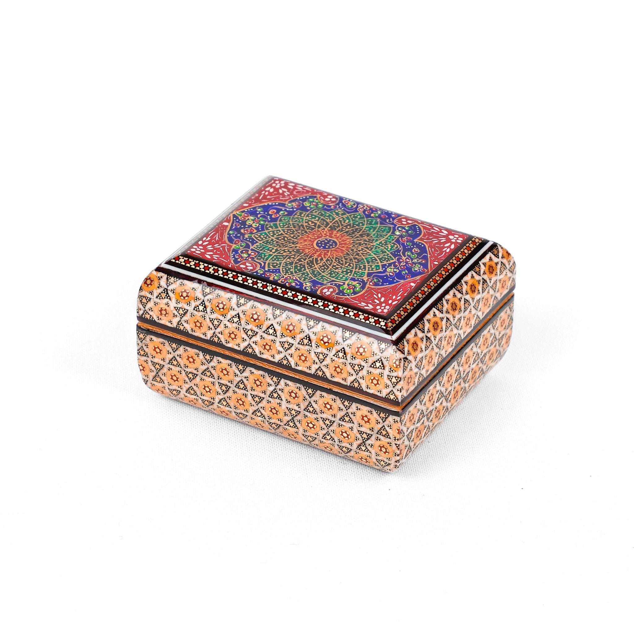 Jewelry Box – Size 10×12 – Round Top and Bottom – Parvaroo Design – Inside Khatam - Meraas Gallery