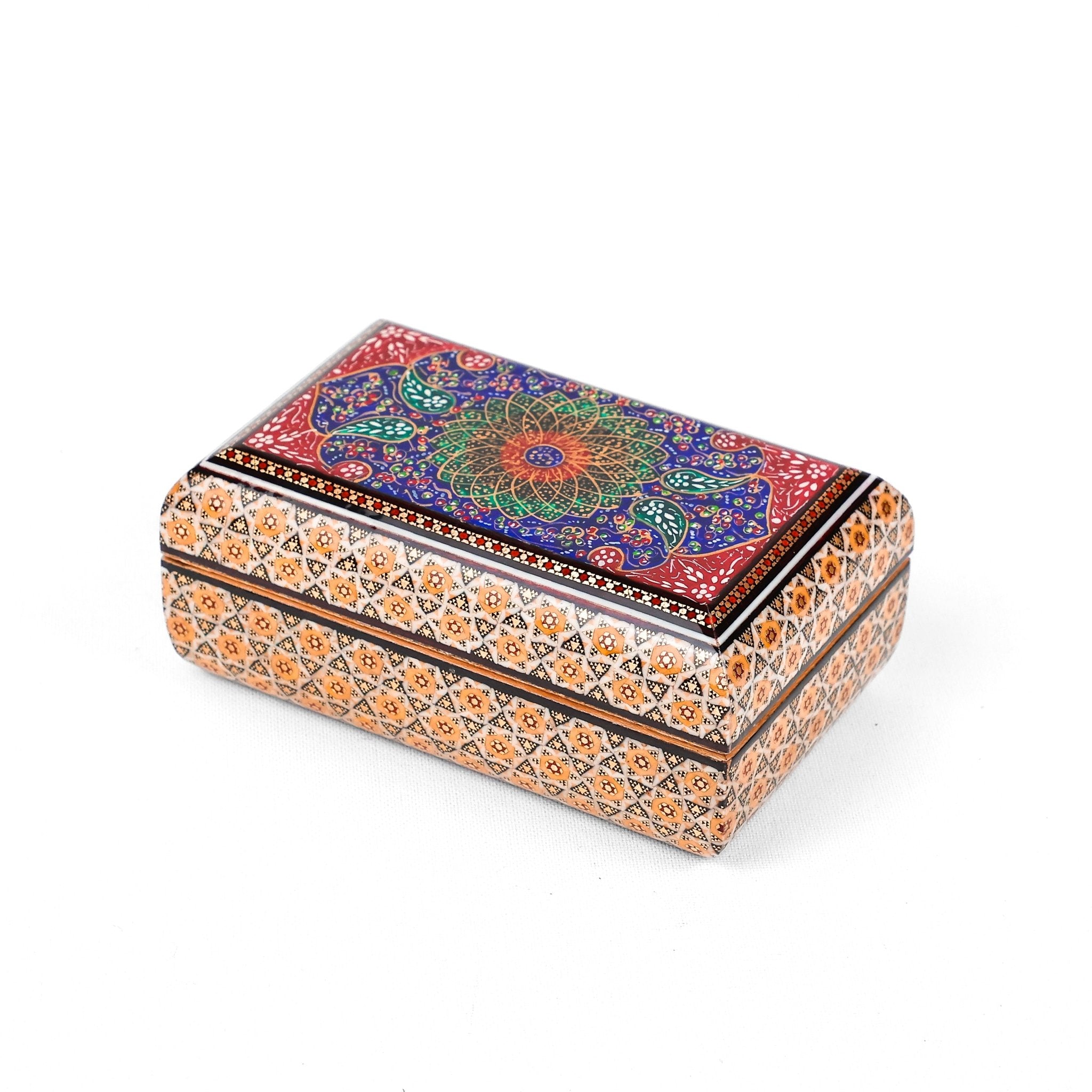 Jewelry Box – Size 10×16 – Round Top and Bottom – Parvaroo Design – Inside Khatam - Meraas Gallery