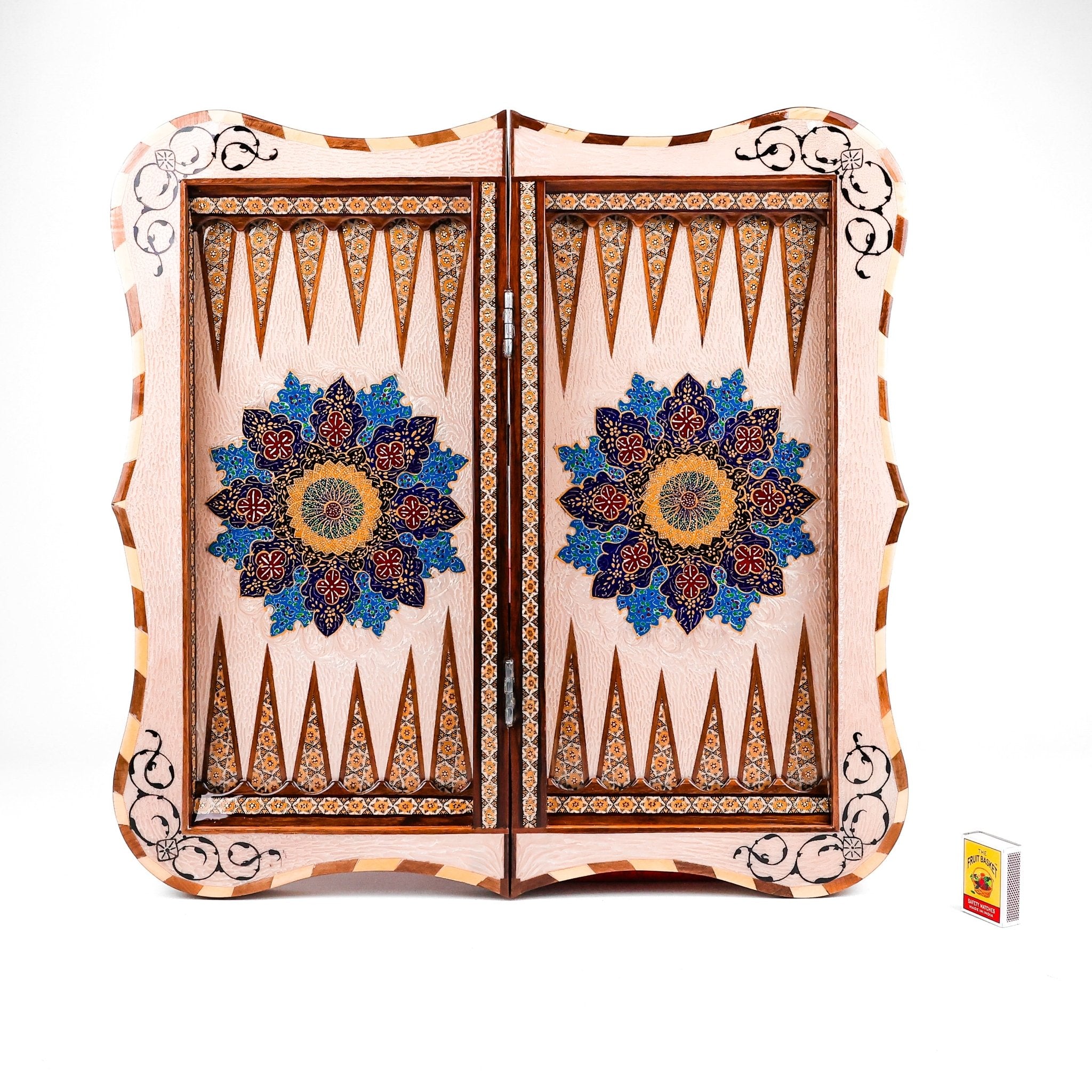 Backgammon & Chess Board – Size 50 – Dalbar Frame – Tazhib Mother - of - Pearl Design - 02 - Meraas Gallery