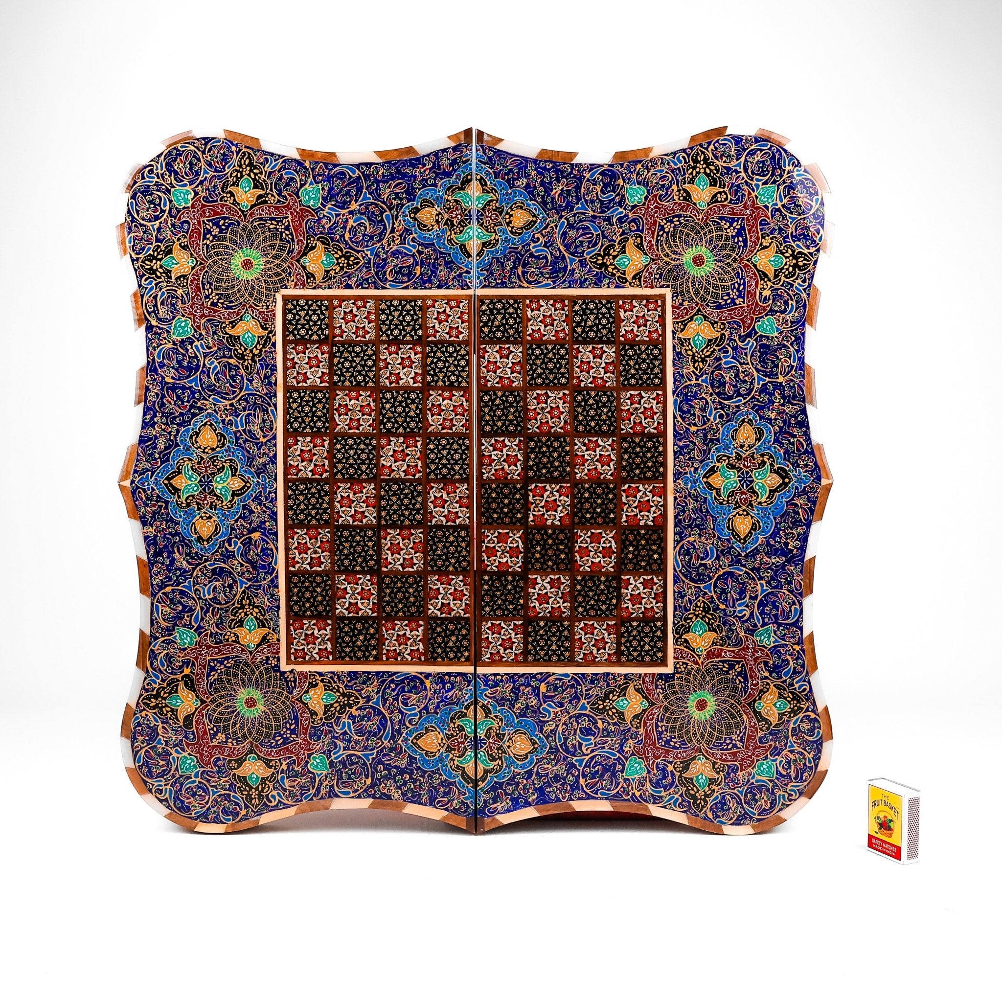 Backgammon & Chess Board – Size 50 – Dalbar Frame – Tazhib Mother - of - Pearl Design - 02 - Meraas Gallery