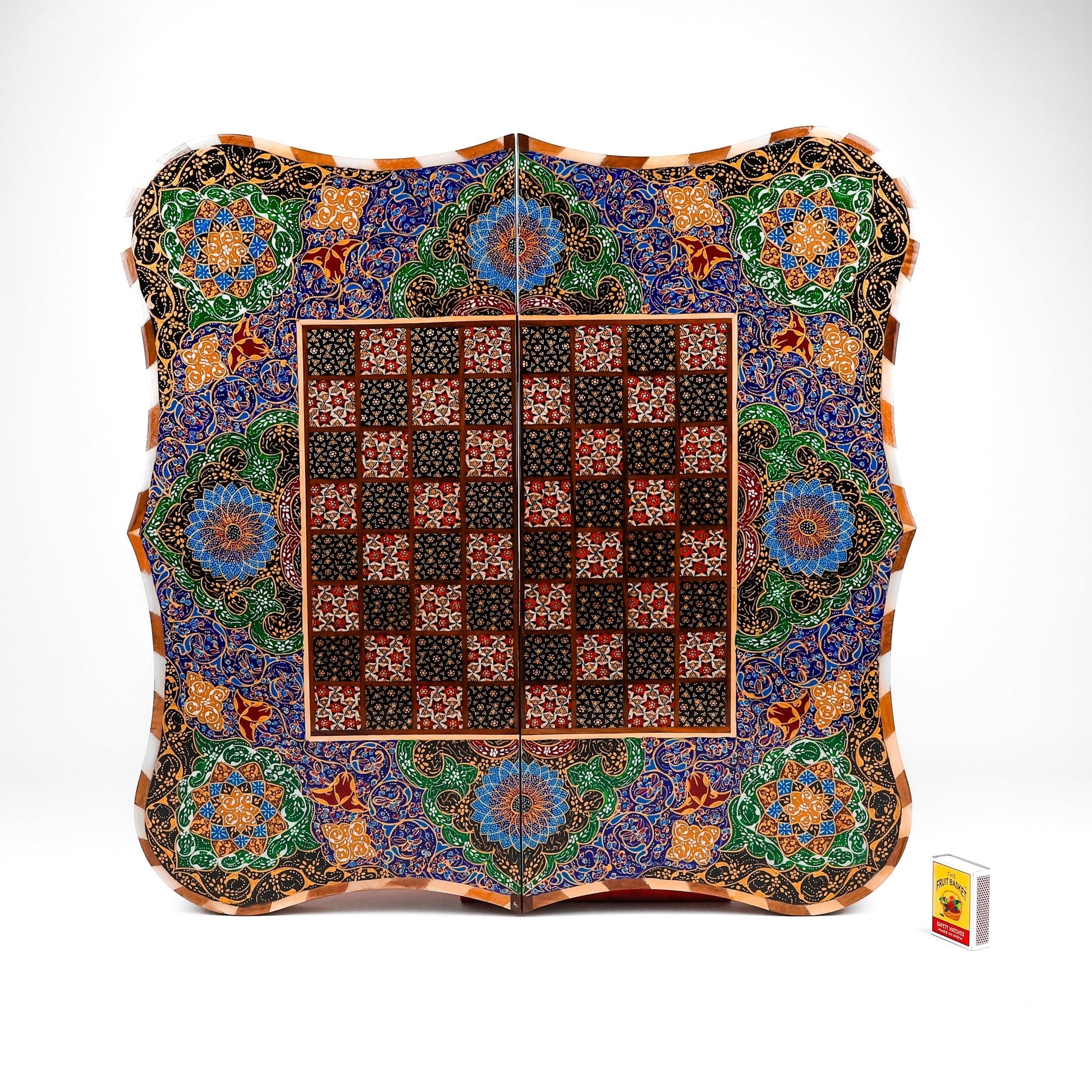 Backgammon & Chess Board – Size 50 – Dalbar Frame – Tazhib Mother - of - Pearl Design - 03 - Meraas Gallery