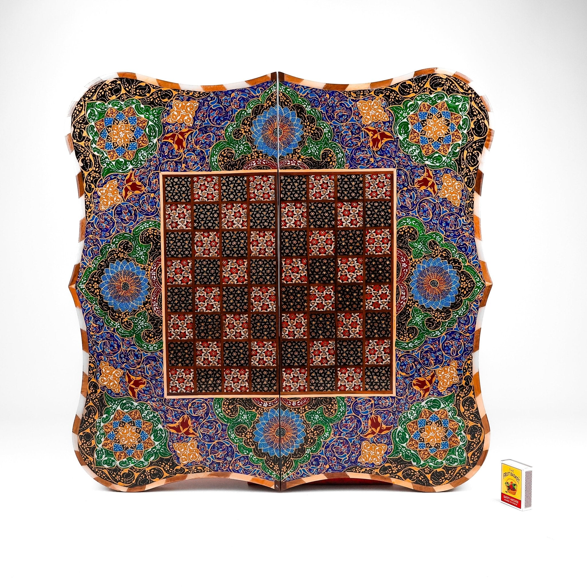 Backgammon & Chess Board – Size 50 – Dalbar Frame – Tazhib Mother - of - Pearl Design - 03 - Meraas Gallery