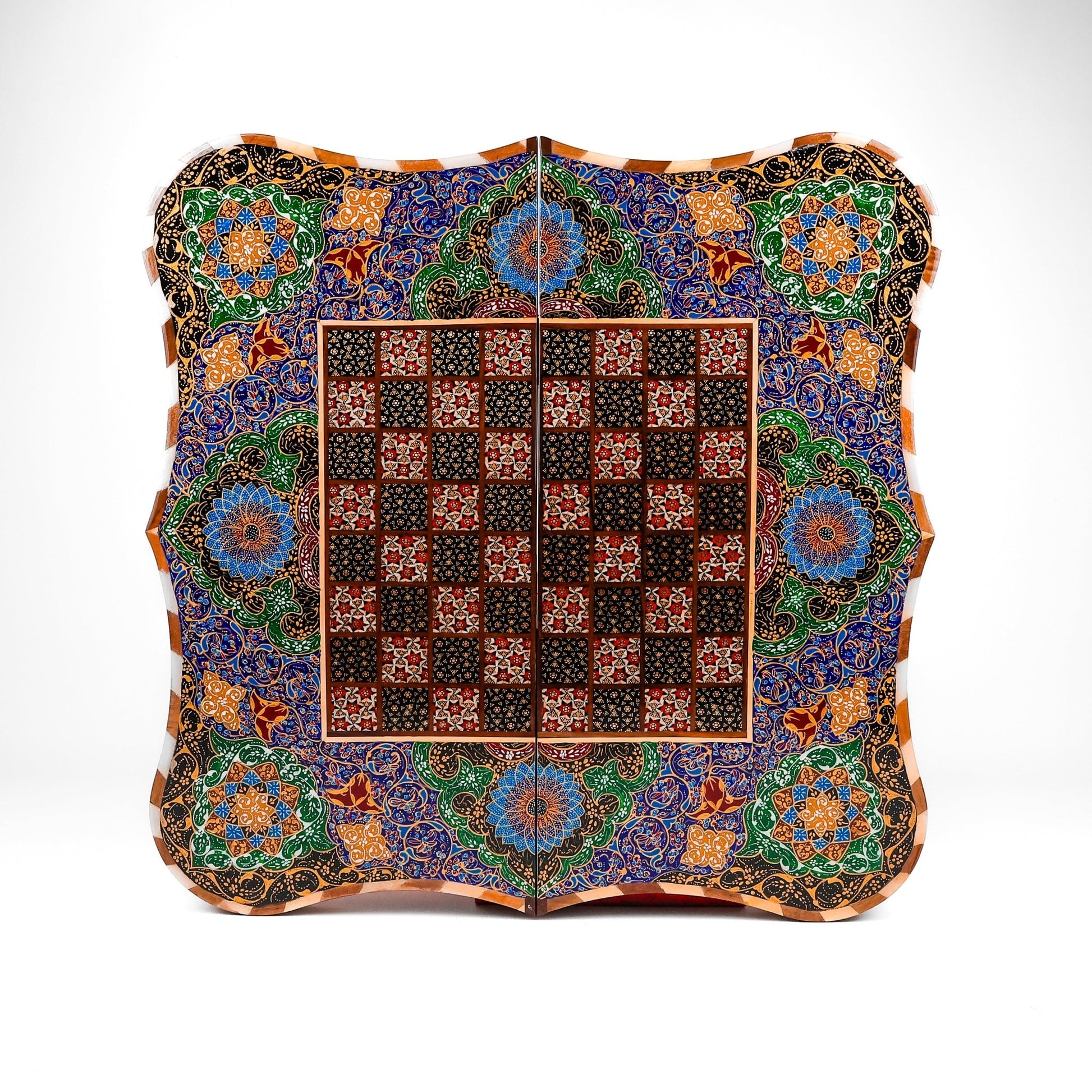 Backgammon & Chess Board – Size 50 – Dalbar Frame – Tazhib Mother - of - Pearl Design - 03 - Meraas Gallery