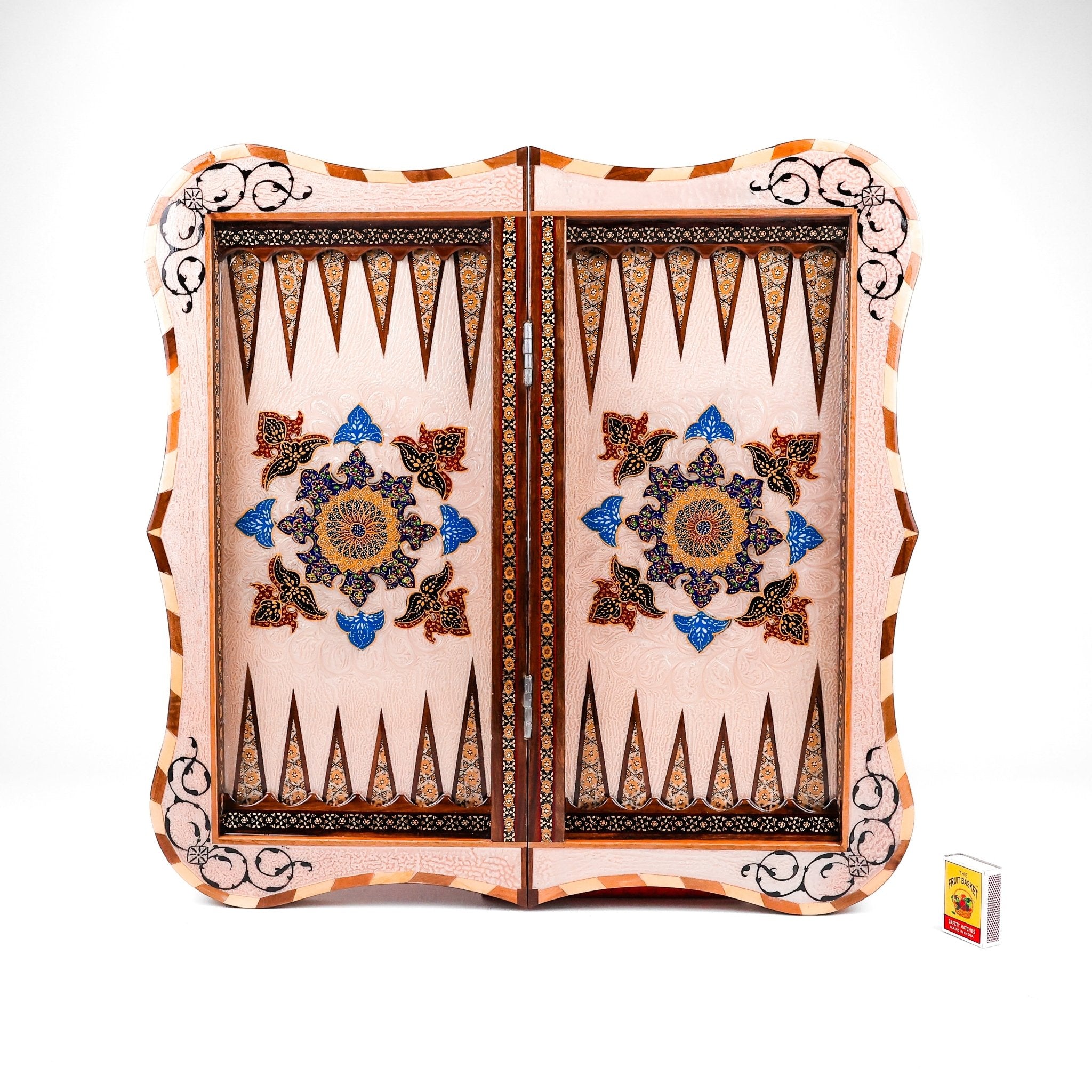 Backgammon & Chess Board – Size 50 – Dalbar Frame – Tazhib Mother - of - Pearl Design - 03 - Meraas Gallery