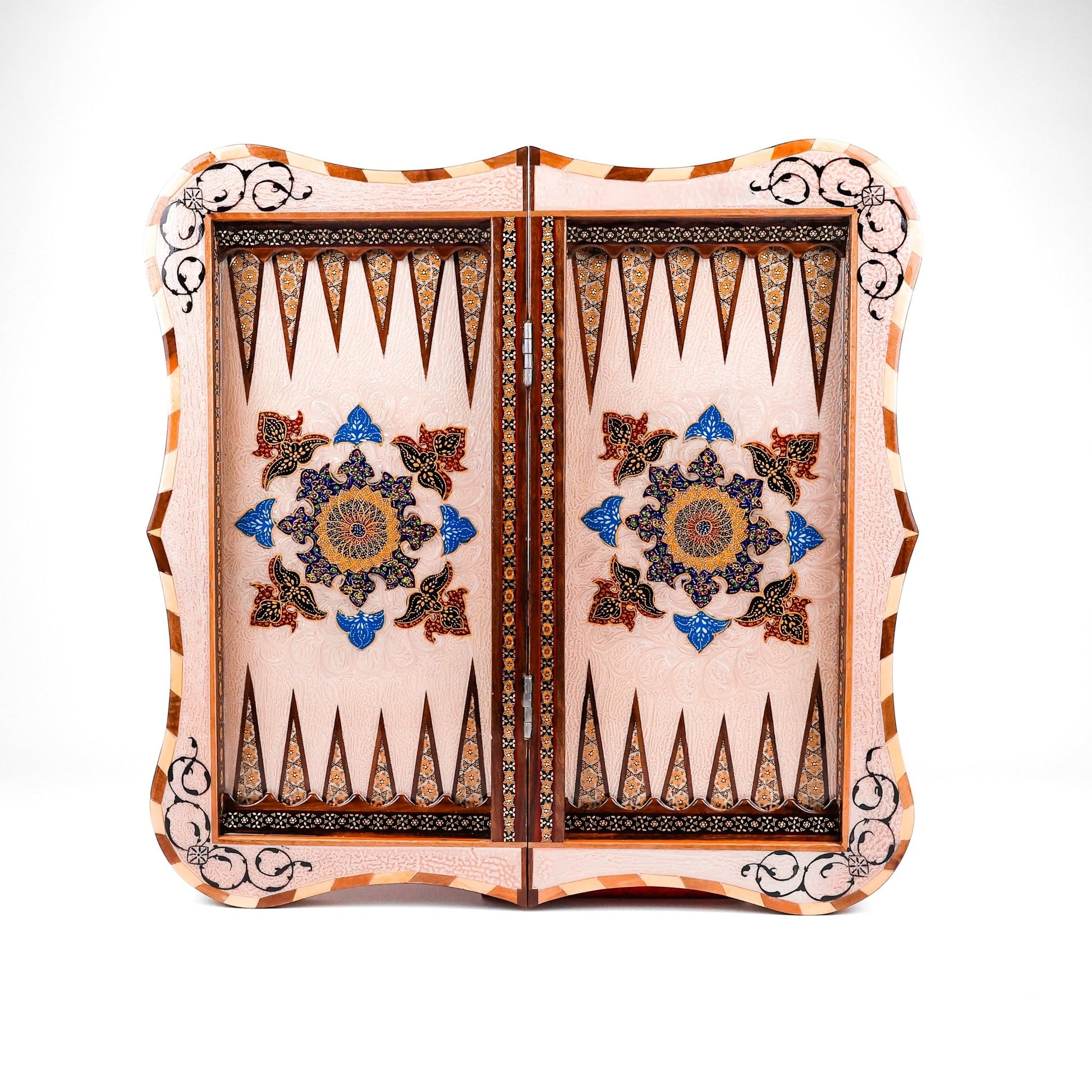 Backgammon & Chess Board – Size 50 – Dalbar Frame – Tazhib Mother - of - Pearl Design - 03 - Meraas Gallery