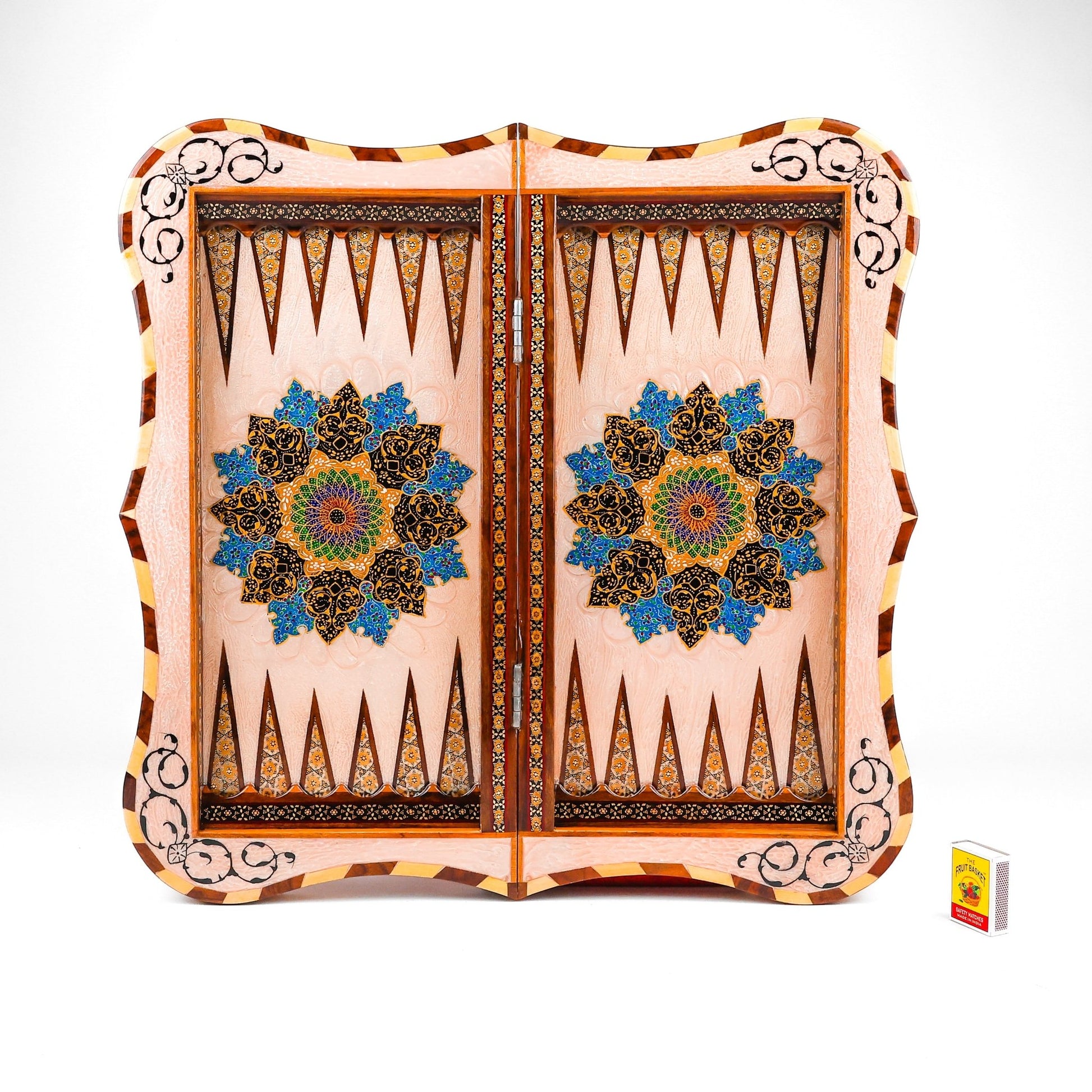 Backgammon & Chess Board – Size 50 – Dalbar Frame – Tazhib Mother - of - Pearl Design - 04 - Meraas Gallery