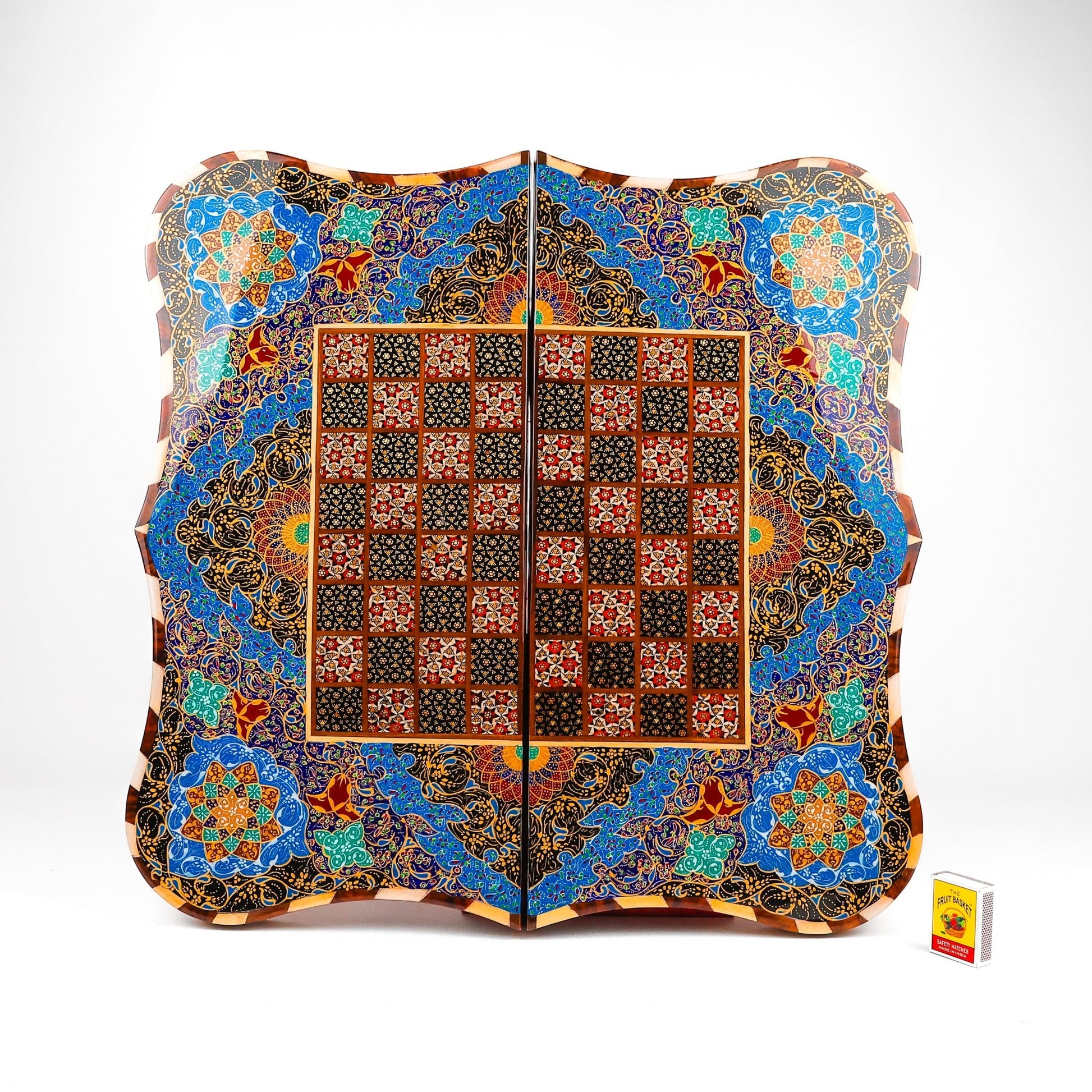 Backgammon & Chess Board – Size 50 – Dalbar Frame – Tazhib Mother - of - Pearl Design - 04 - Meraas Gallery