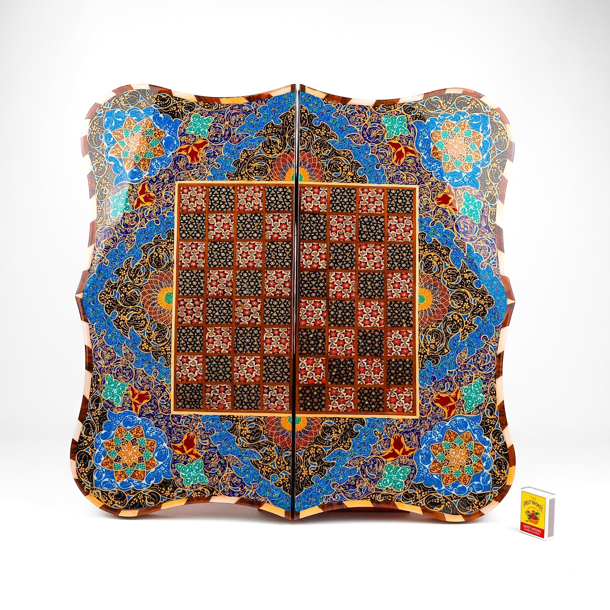 Backgammon & Chess Board – Size 50 – Dalbar Frame – Tazhib Mother - of - Pearl Design - 04 - Meraas Gallery