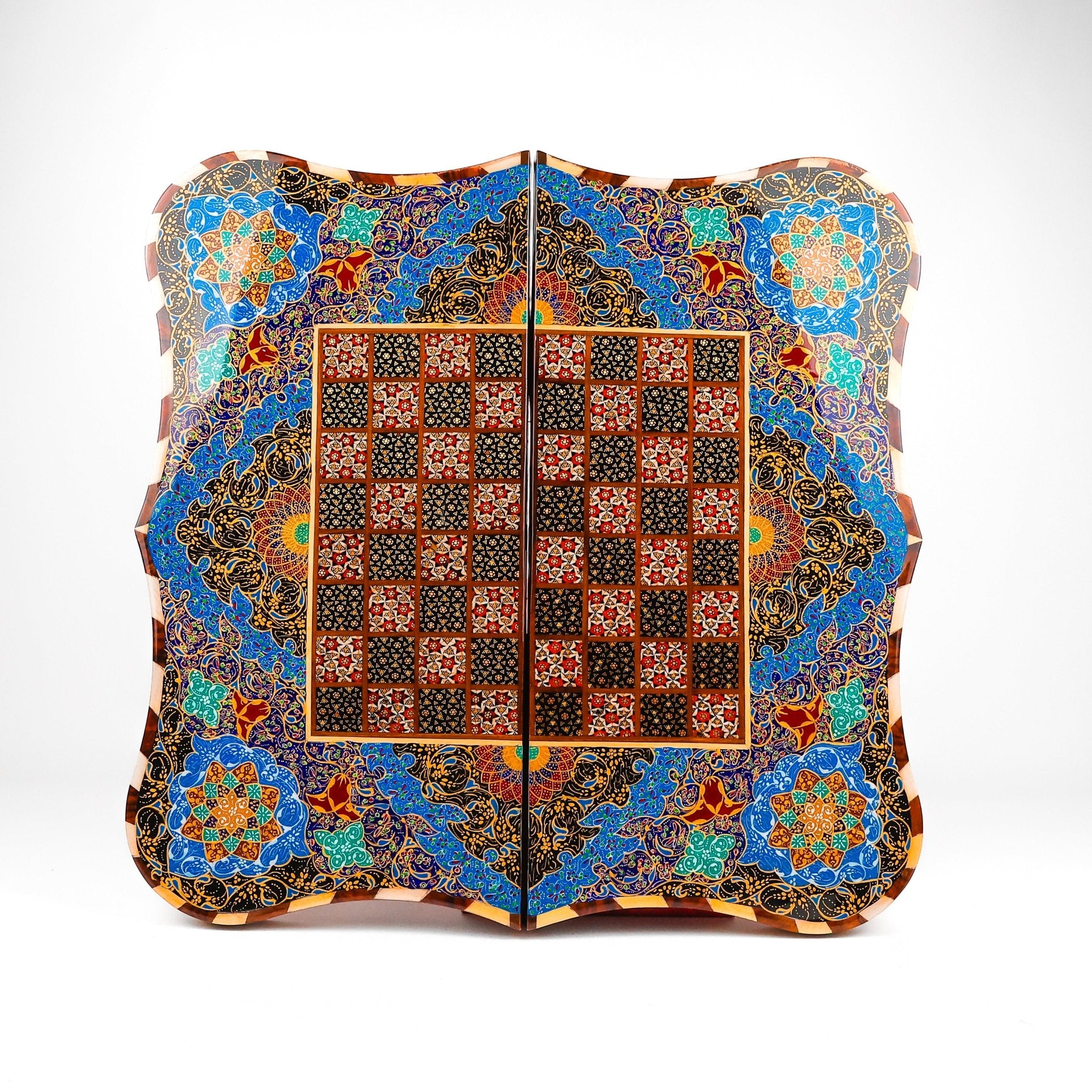 Backgammon & Chess Board – Size 50 – Dalbar Frame – Tazhib Mother - of - Pearl Design - 04 - Meraas Gallery