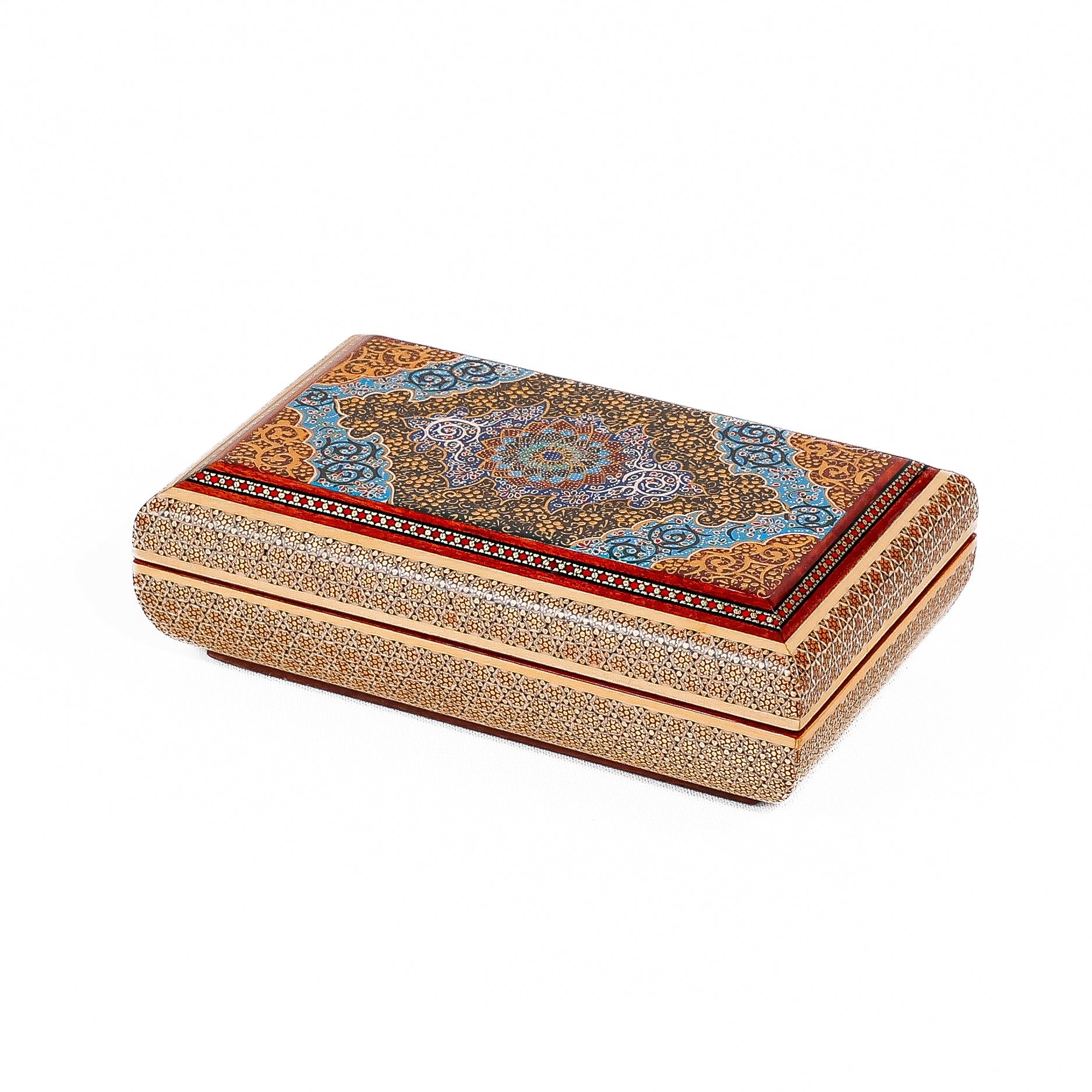 Jewelry Box – Size 14×22 – Full Khatam with Flower and Bird Painting - Meraas Gallery