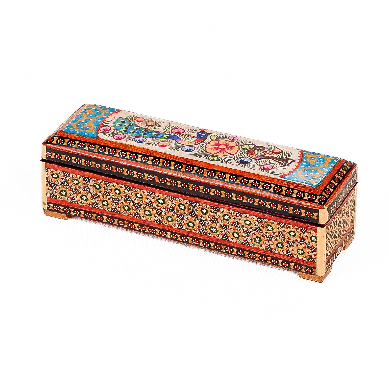 Hinged Pen Case – Size 20×6 – Flower and Bird Painting – Regular - Meraas Gallery