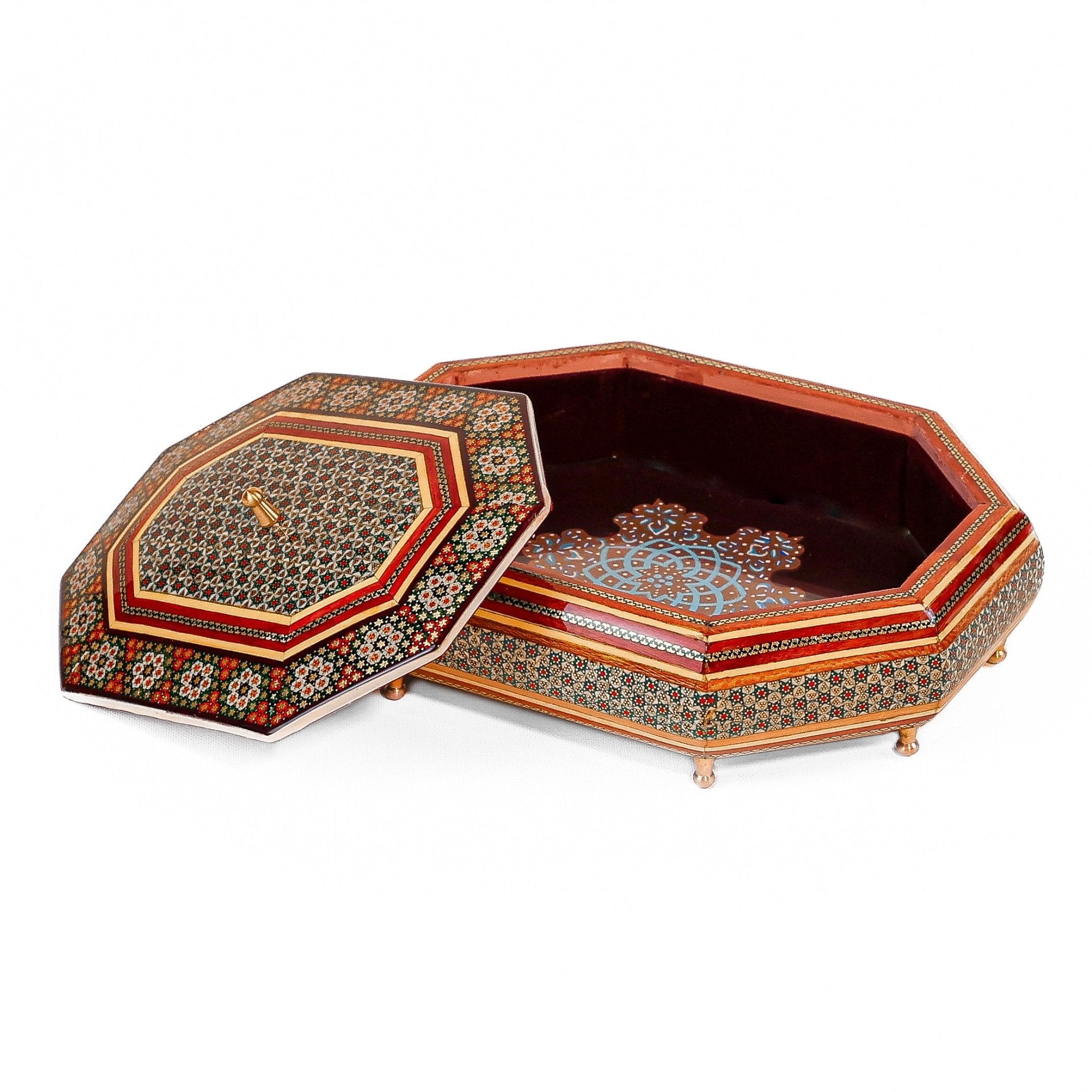 Hexagonal Candy Dish – Brass Base – Inside Velvet – Size 1 - Meraas Gallery